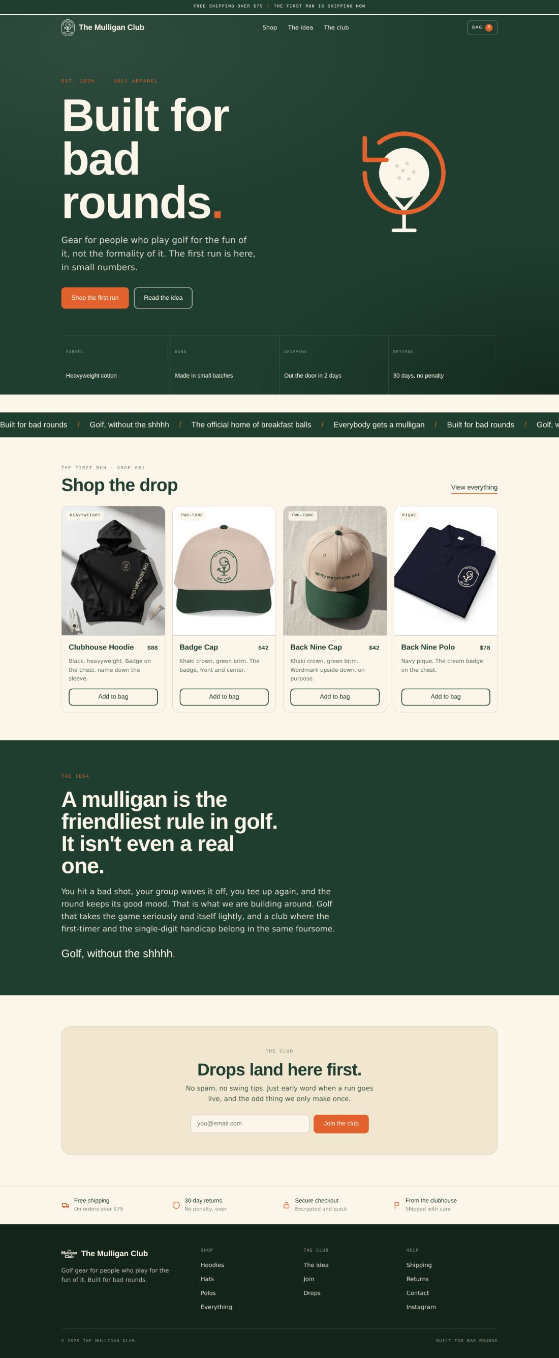 The Mulligan Club storefront