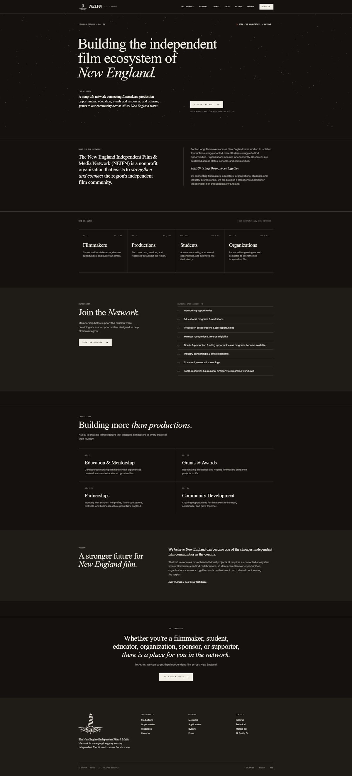 NEIFN marketing site designed by Eden Glover
